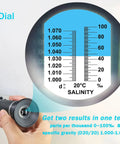 Salinity Refractometer For Seawater And Marine Aquariums With Automatic Temperature Compensation 0-100 PPT Range dial view