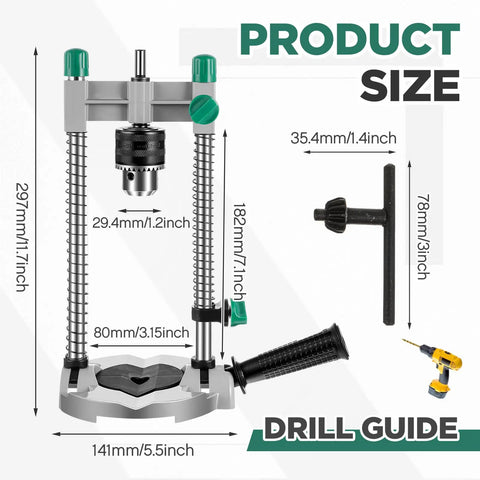 Must Have Portable Drill Guide Attachment For Hand Drilling Multi Angle Drill Press dimensions and features.