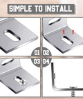 Badass Steel Table Top Fasteners And Heavy Duty Connectors Silver Finish 36 Piece Kit showing simple installation steps for brackets.