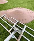 38 Inch Wide Leveling Lawn Rake With Stainless Steel Head And 72 Inch Aluminum Handle Top Notch Heavy Duty Yard Leveler on grass with sand