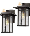 Dusk To Dawn Outdoor Wall Light Fixture, 14 Inch Large Exterior Sconce For Front Door And Garage, Oil Rubbed Bronze Finish, Two Pack