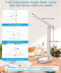 Clean Vibes Led Desk Lamp With Power Strip And 5 Ft Extension Cord showcasing adjustable angles and dimensions for optimal lighting.