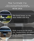 Rear Sun Shade Hook Clip Kit With Cover for Honda Pilot 2016 2022 and Passport 2019 2021, showing clip stability
