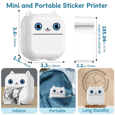 Pocket Sized Portable Bluetooth Mini Sticker Maker With Slick Inkless Thermal Tech And One Roll Of Glossy Paper for quick DIY projects.