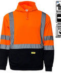 Hi Vis High Visibility ANSI Class 3 Sweatshirt Hooded Pullover For Men With Knit Lining Orange Large Workwear with Reflective Strips
