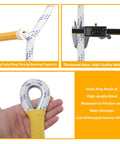 Close-up details of Emergency Fire Escape Rope Ladder 32 Feet, featuring hooks and rope material with a load test.