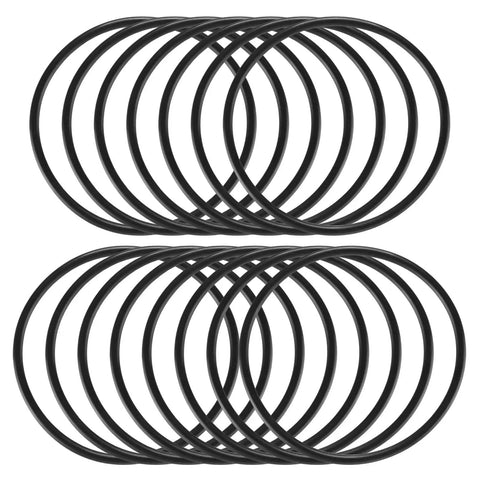 Front view of 15 Pack Universal Sewing Machine Motor Stretch Belts, 5mm thick nitrile rubber, for smooth power transmission.