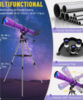 Dope High Powered Refractor Telescope For Adults With 90mm Aperture And 1000mm Focal Length 500x Magnification on adjustable tripod