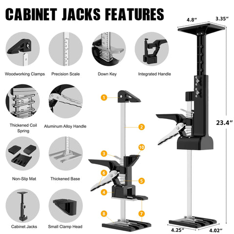 Get Your Kicks On With This Badass Cabinet Jack Duo Lifting Up To 330 Lbs Adjustable From 0 To 23.4 Inches features and components overview.