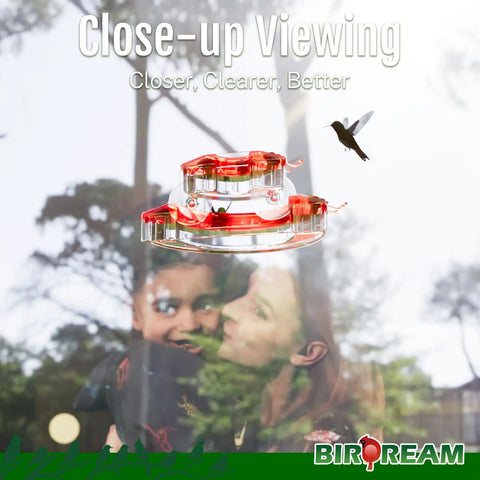 Two Pack Window Hummingbird Feeders With Strong Suction Cups, Red Color, 7 Feeding Ports, Easy Refill And Clean, Perches For Resting