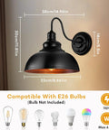 Industrial Black Wall Sconce With Dimmable Gooseneck Lighting And On Off Dimmer Switch, Vintage Farmhouse Style Wall Mount Lamp