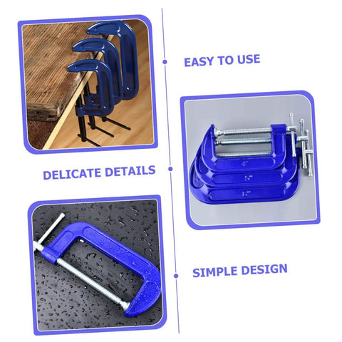 Beefy Heavy Duty 4 Inch G Clamps for woodworking, metal tabletop mount with thickened steel frame, quick release for workshop use.