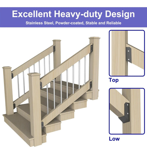 4 Pairs 30 Degree Deck Stair Connectors For Wood Posts 201 Stainless Steel 2x4 Brackets on staircase model