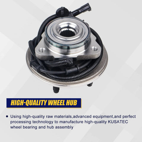 Front Wheel Bearing And Hub Assembly 2 Piece Set Fits Ford Explorer 2002-2005, Lincoln Aviator 2003-2005, Mercury Mountaineer 2002-2005 With ABS, 5 Lug Bolts, Direct Replacement, Ready To Roll, Durable Performance For Smooth Rides on display