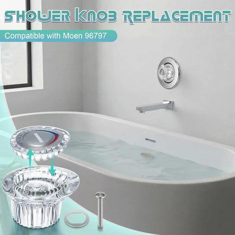 Shower Handle Replacement Kit For Moen 96797 Chateau Tub And Shower Faucets Compatible With 1225 Cartridge displayed in bath