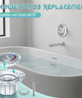 Three Pack Shower Handle Replacement For Moen Chateau 96797 Tub And Shower Faucets, Compatible With 1225 Cartridge, Chrome Knob