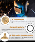 Welder using helmet with Dope Gold Aluminum Anodized Welding Hood Fasteners Set for Pipeliner Style Helmets, close-up of components