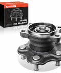 Rear Wheel Bearing And Hub Assembly 5 Lug Compatible For Nissan Altima 2002 2006 Maxima 2004 2008 Quest 2004 2009 High Load Ball Bearing For Smooth Quiet Ride And Durable Performance, shown front view.