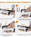 Instructions for using 20V Cordless Brad Nailer And 18 Gauge Stapler Combo Featuring No Jam Design And Rugged 2.0Ah Battery.