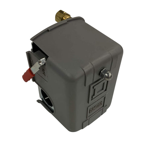 135 To 175 PSI Air Compressor Pressure Switch With Pumptrol Unloader Valve And On Off Switch Heavy Duty Grey