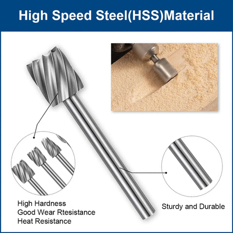 Close-up of High Speed Steel material used in 20 Piece HSS Titanium Coated Wood Carving Router Bit Set For DIY Woodworking And Engraving