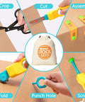 129 Piece Cardboard Construction Kit For Kids With Safe Serrated Cutter Crease Roller Screws And Nuts STEM Educational Building Toys Gift For Boys And Girls Age 5 And Up Totally Hands On Fun, tools bag