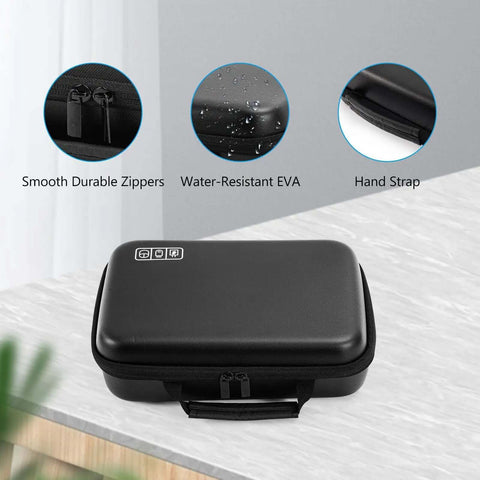 Badass Heavy Duty Tech Organizer Case For MacBook Chargers Power Bank Cables Gadget Stash Pouch Water Resistant Eva Storage Bag XL Black seen with smooth zippers and hand strap.