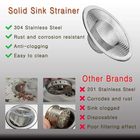 2Pcs Heavy Duty Stainless Steel Slop Basket Filter Trap Set 2.75 Inch Top 1 Inch Mesh Sink Strainer Hair Catcher comparison with other brands