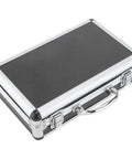 Real Deal Digital Vibration Meter With Dead Accurate Piezoelectric Sensor Handheld Portable Industrial Vibrometer Analyzer and Data Logger Featuring Crisp LCD Panel For Tracking Speed Acceleration And Displacement Measurements On The Fly in a durable black case with silver accents.