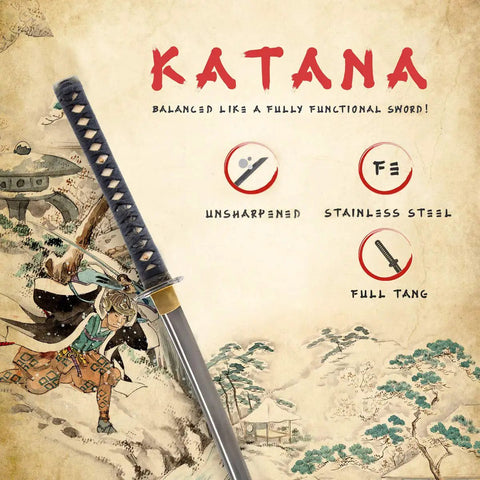 Stainless Steel Katana Iaito For Iaido Training With Bamboo Tsuba And Fuller Groove 28 Inch Blade Unsharpened Training Sword