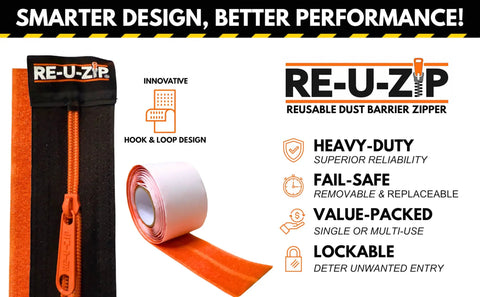 Reusable Dust Barrier Zipper Pro Bundle with Fail-Safe Locking and Replaceable Strips, zipper and mounting strip image