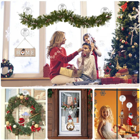 Festive home decor using 4 Pack Suction Cup Hooks Heavy Duty Bathroom Kitchen Mounts For Glass Doors And Mirrors, waterproof, holds 11 lbs.