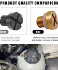 Comparison of Heavy Duty Radiator Coolant Expansion Tank Bleeder Screw With Rubber O Ring; brass vs plastic materials