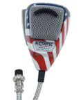 Stars N Stripes Noise Canceling 4 Pin CB Microphone with rugged chrome grille and super flex cord, front view