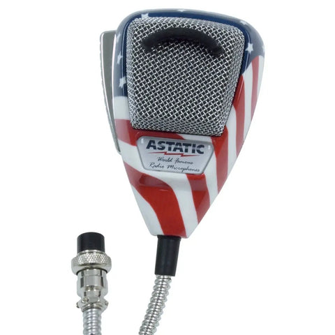 Stars N Stripes Noise Canceling 4 Pin CB Microphone with rugged chrome grille and super flex cord, front view