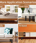 Adjustable Height Metal Furniture Legs Heavy Duty Replacement Feet For Beds Sofas Tables Sets Perfect Clearance shown in multiple applications.