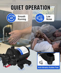 12V RV Fresh Water Pump With 3.5 GPM At 45 PSI Self Priming Diaphragm Water Pump, showing smooth operation for campers