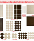 Top Shelf Furniture Felt Pads 165 Piece Bundle with various shapes and sizes for floor protection, ideal for hardwood and laminate.