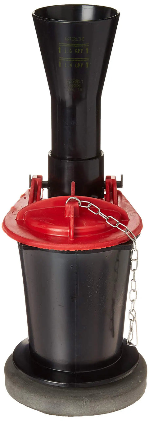Flush Valve Kit 1044458 Replacement for Reliable Toilet Performance with red gasket and black body