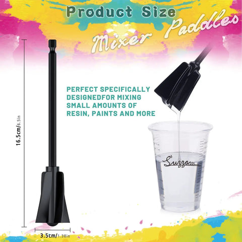 12 Piece Resin Mixer Paddles Set For Quarter Inch Drill Plastic Epoxy Mixer For Paint And Resin Stirring shown in action