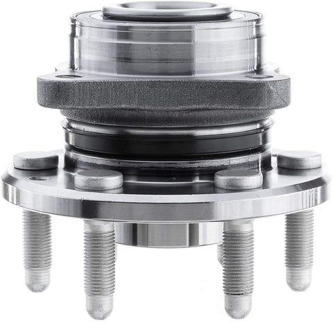 Beefy Front Wheel Bearing And Hub Assembly With ABS Encoder For 2015 To 2022 Chevy Colorado And GMC Canyon Four Wheel Drive Models Six Lug Four Bolt Flange Easy Install OE Replacement, front view