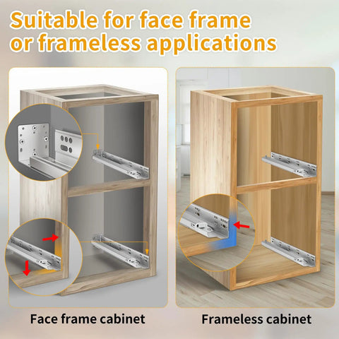 Soft Close Bottom Mount Drawer Slides 12 Inch, 6 Pairs, Rear Mount Brackets With Locking Devices And Screws in cabinets