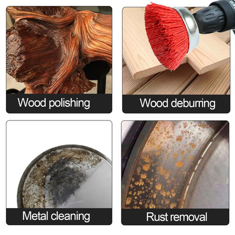 10 Pack Nylon Filament Abrasive Wire Brush Wheel And Cup Brush Set With One Quarter Inch Hex Shank for wood polishing, metal cleaning