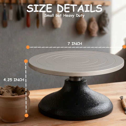 Front view of HighFree 7-inch sculpting wheel on a black metal stand with a grooved circular top.