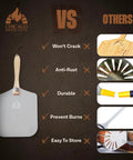 Chicago Brick Oven aluminum pizza peel with foldable wooden handle.