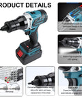 Cordless Rivet Nut Gun Set For M3 To M8 With LED Light Electric Rivnut Tool Automatic Blind Rivet Nut Gun Battery Powered Portable Riveter For Mechanical Equipment Assembly And DIY Projects, product details view