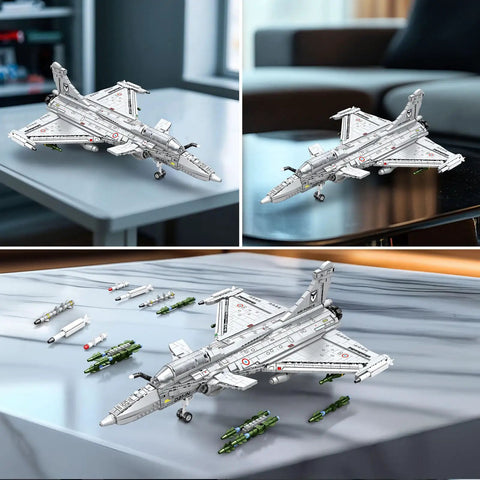 Rafale Inspired Fighter Jet Building Set For Adults And Teens 14 And Up, 2099-Piece 1:18 scale model with missiles and cockpit