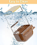 Slick Automatic Bird Feeder With Sturdy Perch And Transparent Seed Bin submerged in water, showing easy-to-clean design and clear container.