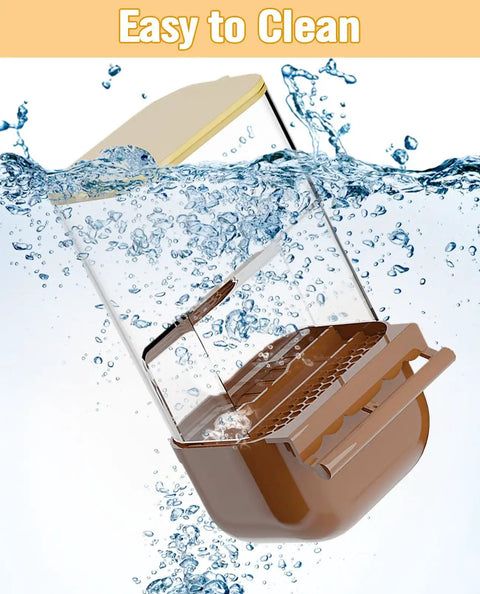 Slick Automatic Bird Feeder With Sturdy Perch And Transparent Seed Bin submerged in water, showing easy-to-clean design and clear container.