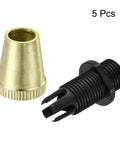 Gold Tone Metal Cable Glands Strain Relief Cord Connectors, 5 Pack, for wiring, fits wires up to 6.5mm, shown in two parts